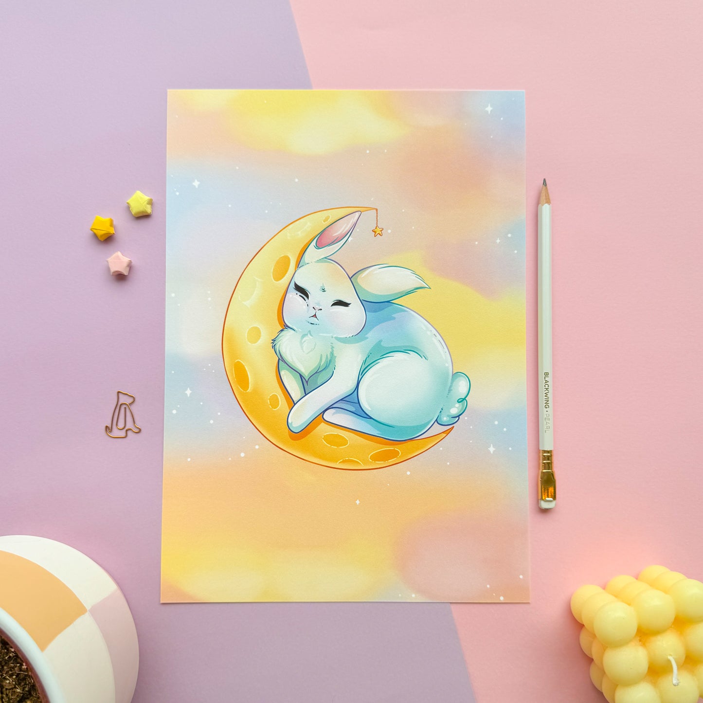 Moon bunny Art Print