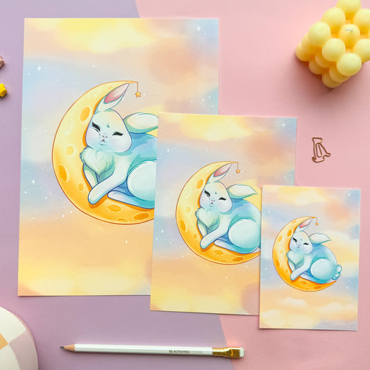 Moon bunny Art Print
