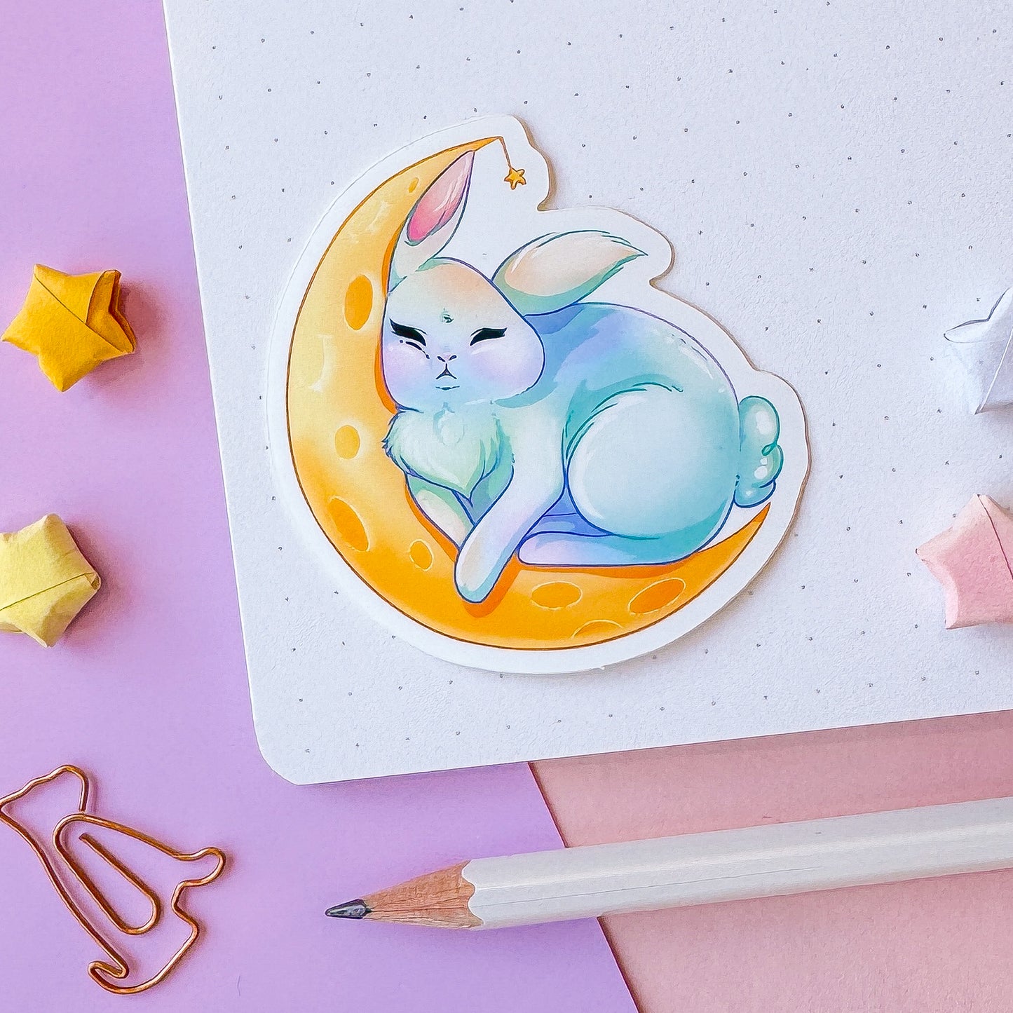 Moon bunny sticker