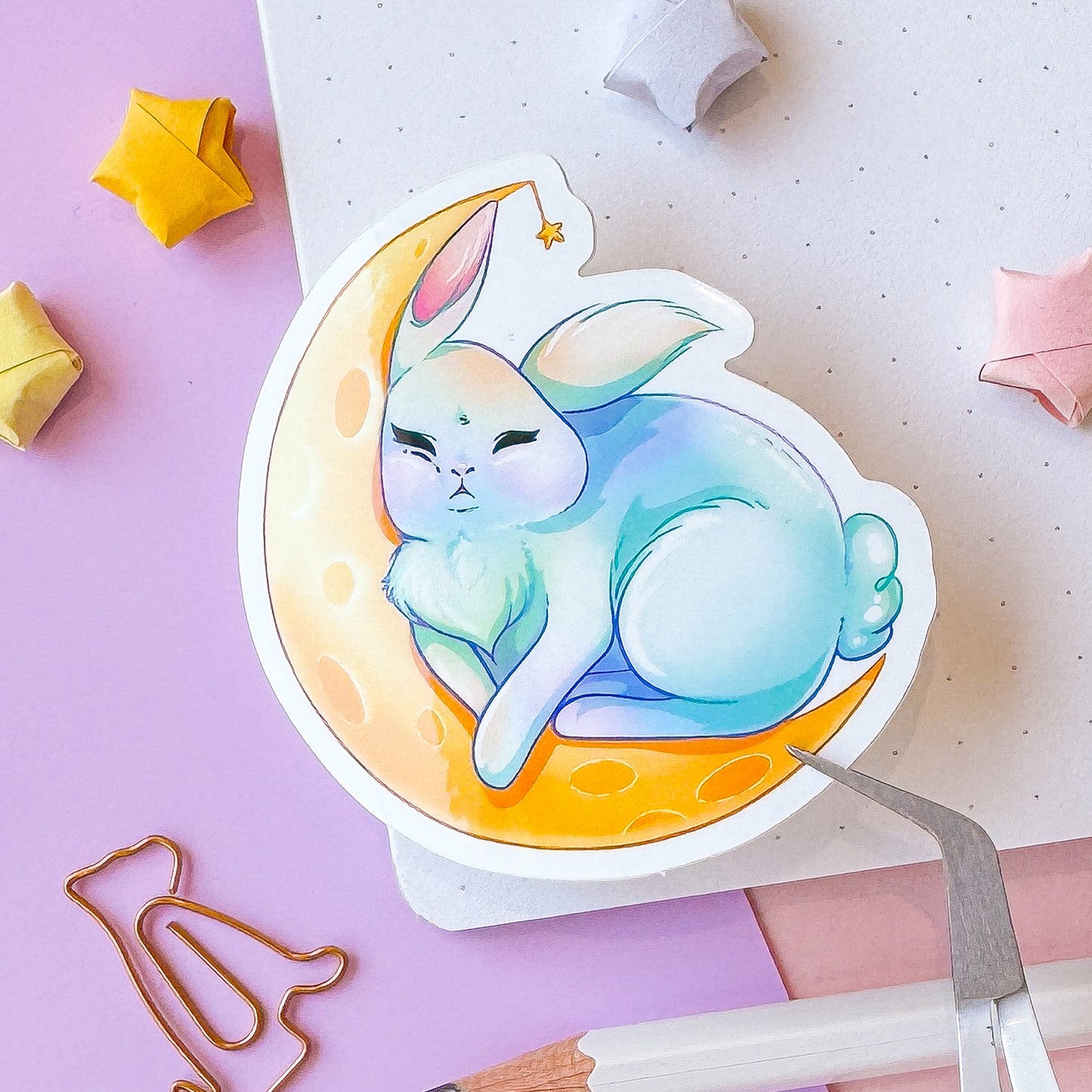 Moon bunny sticker