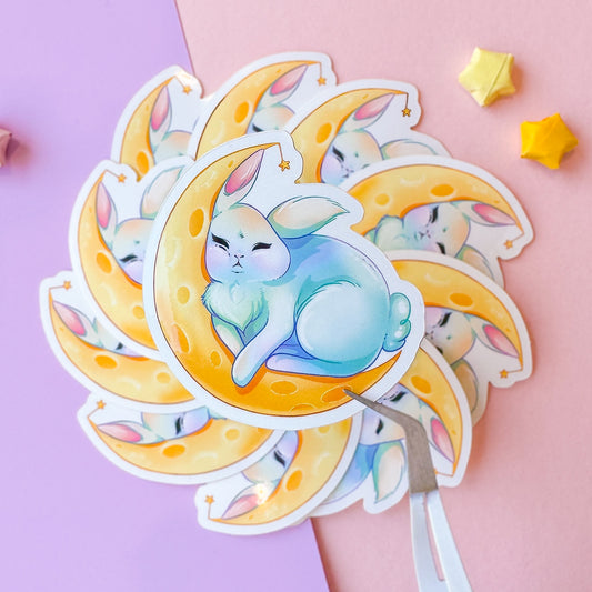 Moon bunny sticker