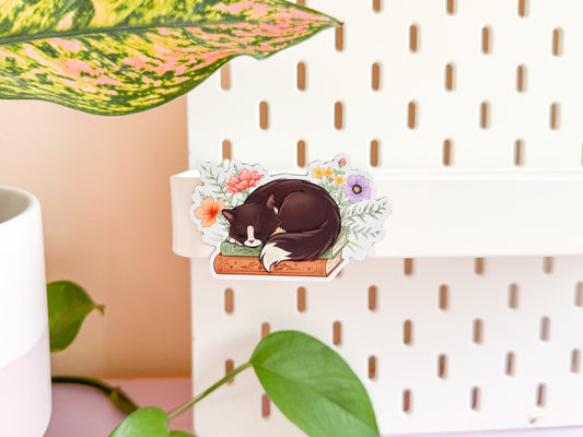 Cat on Books - Fridge Magnet
