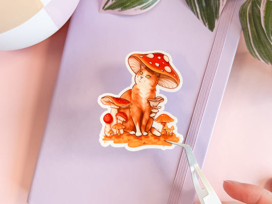 Mushroom Cat Vinyl Sticker