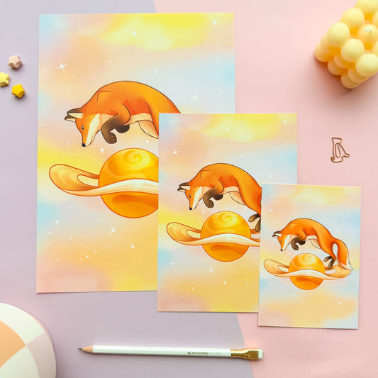 Saturn Fox Art Print