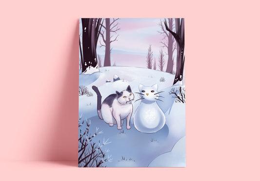 Snow Kitties Art Print