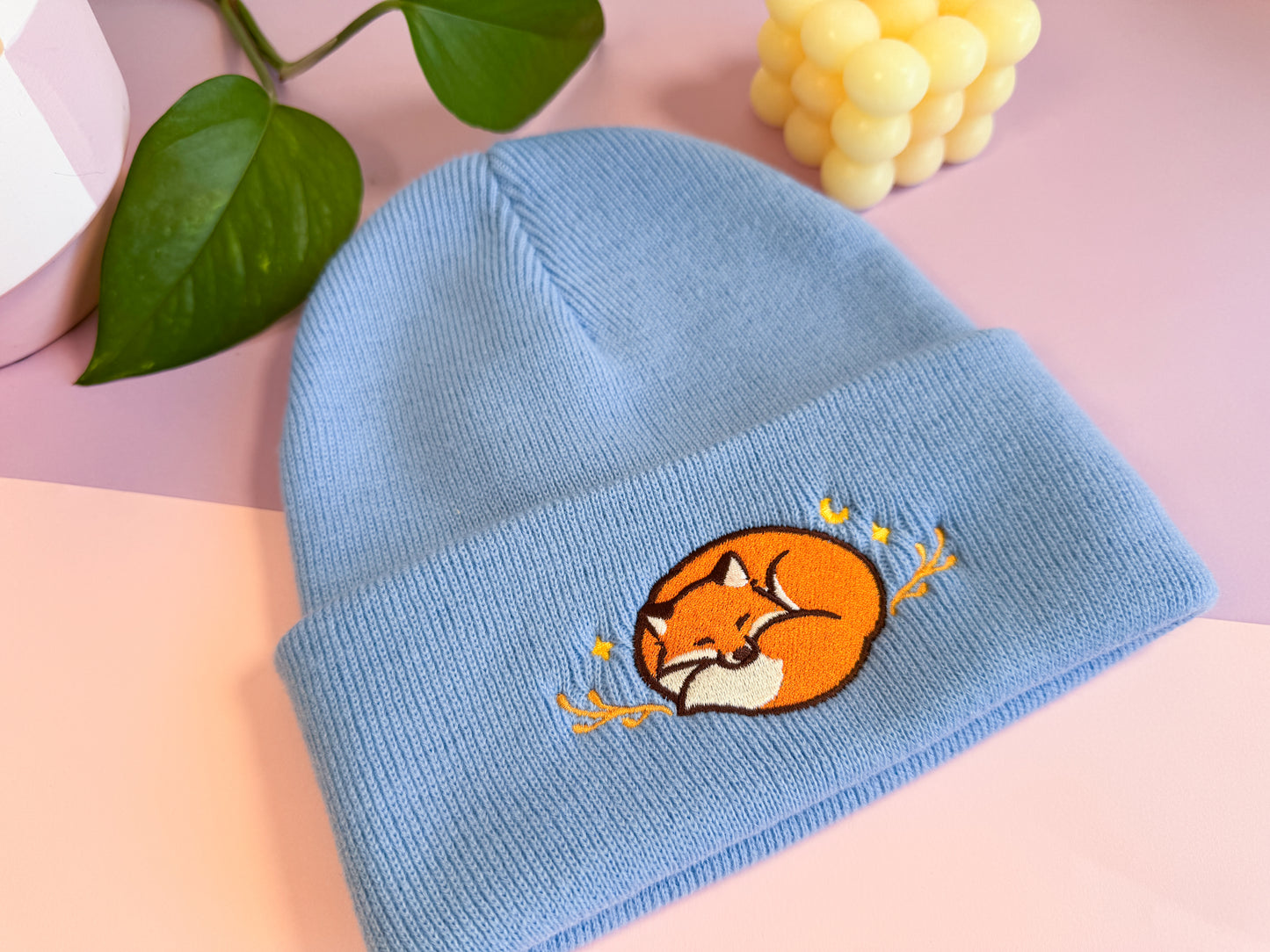 Sleeping Fox Beanie - Blue