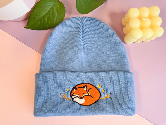 Sleeping Fox Beanie - Blue