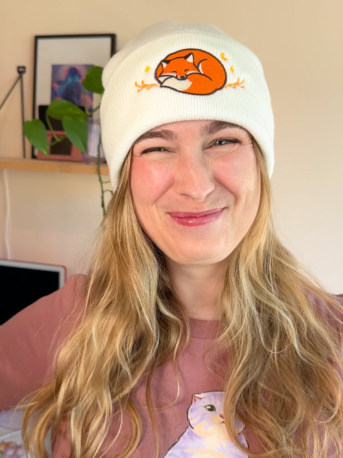 Sleeping Fox Beanie - White