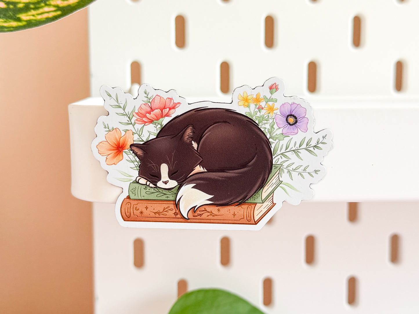 Cat on Books - Fridge Magnet