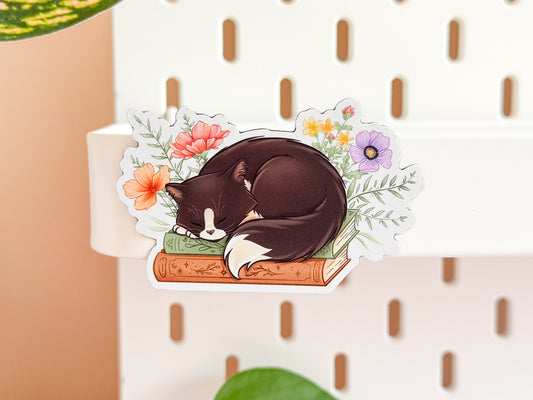 Cat on Books - Fridge Magnet