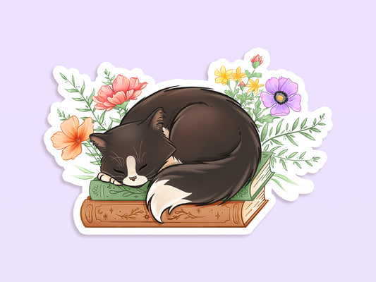 Cat on Books - Fridge Magnet