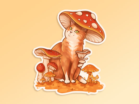 Mushroom Cat - Fridge Magnet