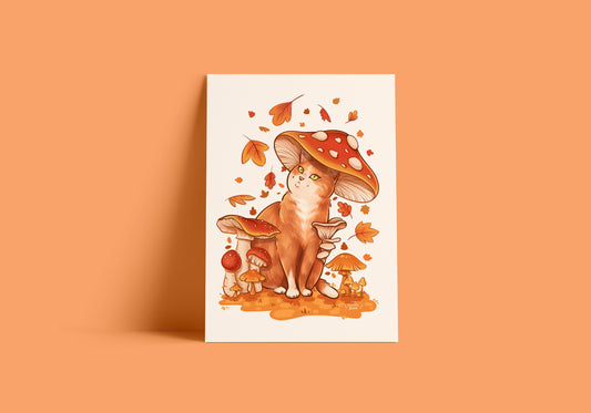 Mushroom Cat Art Print
