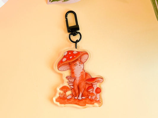 Mushroom Cat Keychain