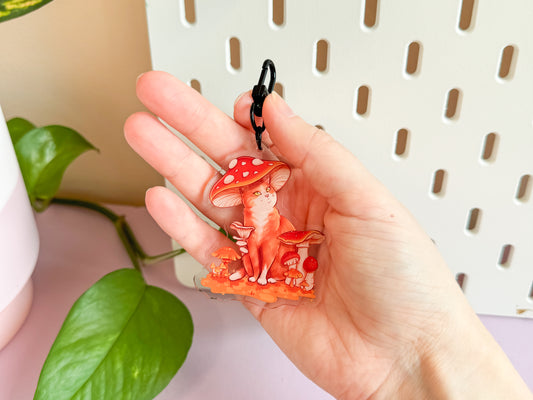 Mushroom Cat Keychain