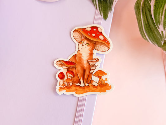 Mushroom Cat Vinyl Sticker