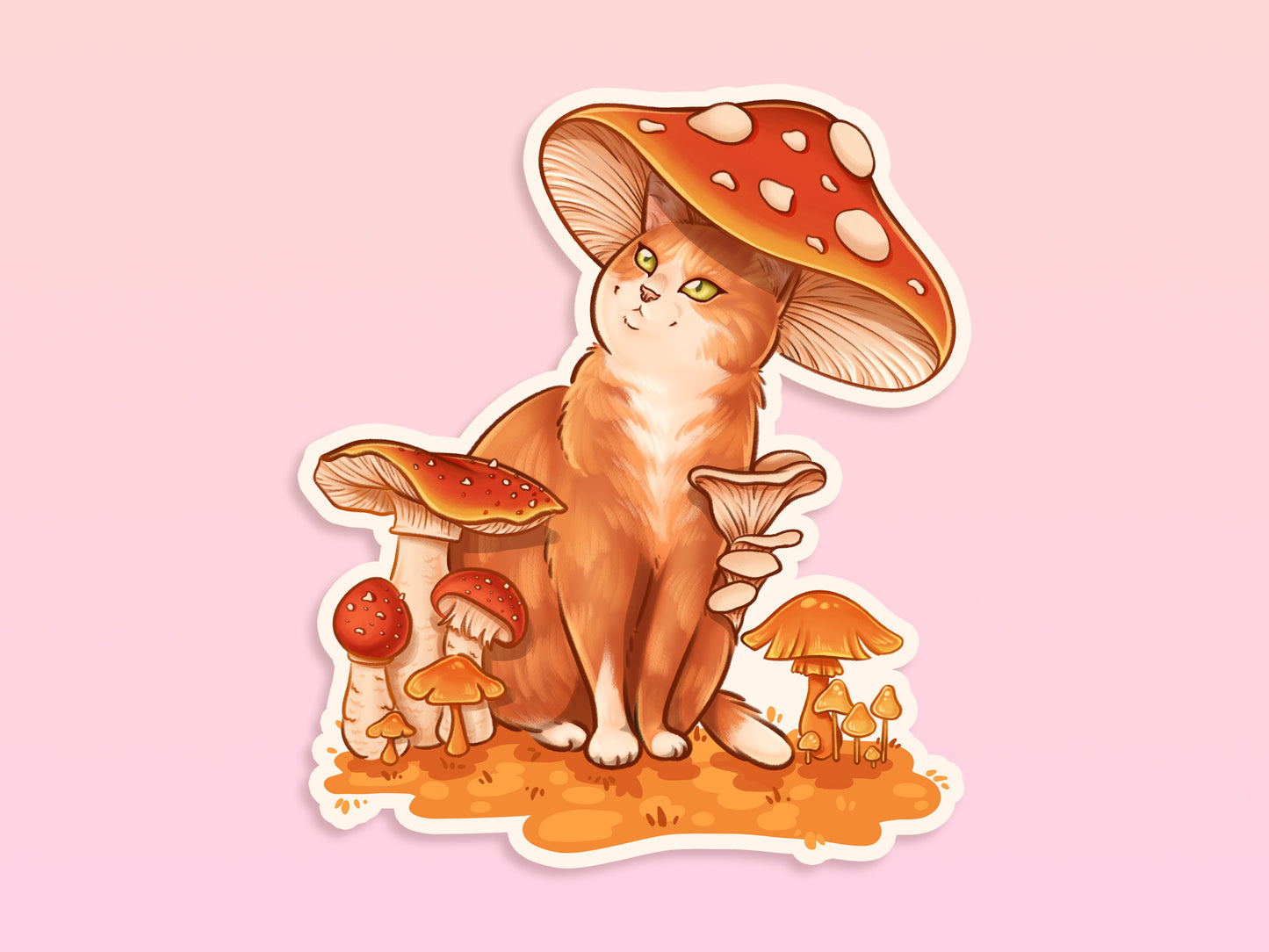 Mushroom Cat Vinyl Sticker