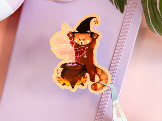 Red Panda Wizard Vinyl Sticker