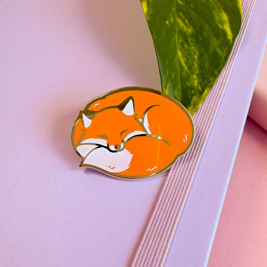 Sleepy fox Enamel Pin
